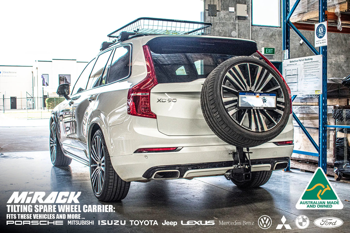Enhance adventure accessibility & functionality: Tilting spare wheel carrier for Volvo XC60, XC70, XC90 (tow hitch).