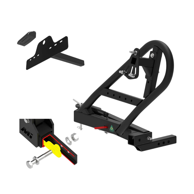 Load image into Gallery viewer, MIRACK GEN4 SWINGING SPARE WHEEL CARRIER BUNDLE White Background
