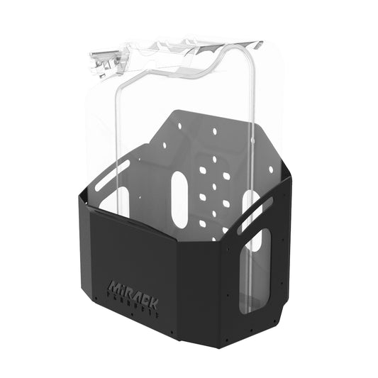 3D design study: Mirack jerry can holder for enhanced off-road functionality and secure fuel storage.