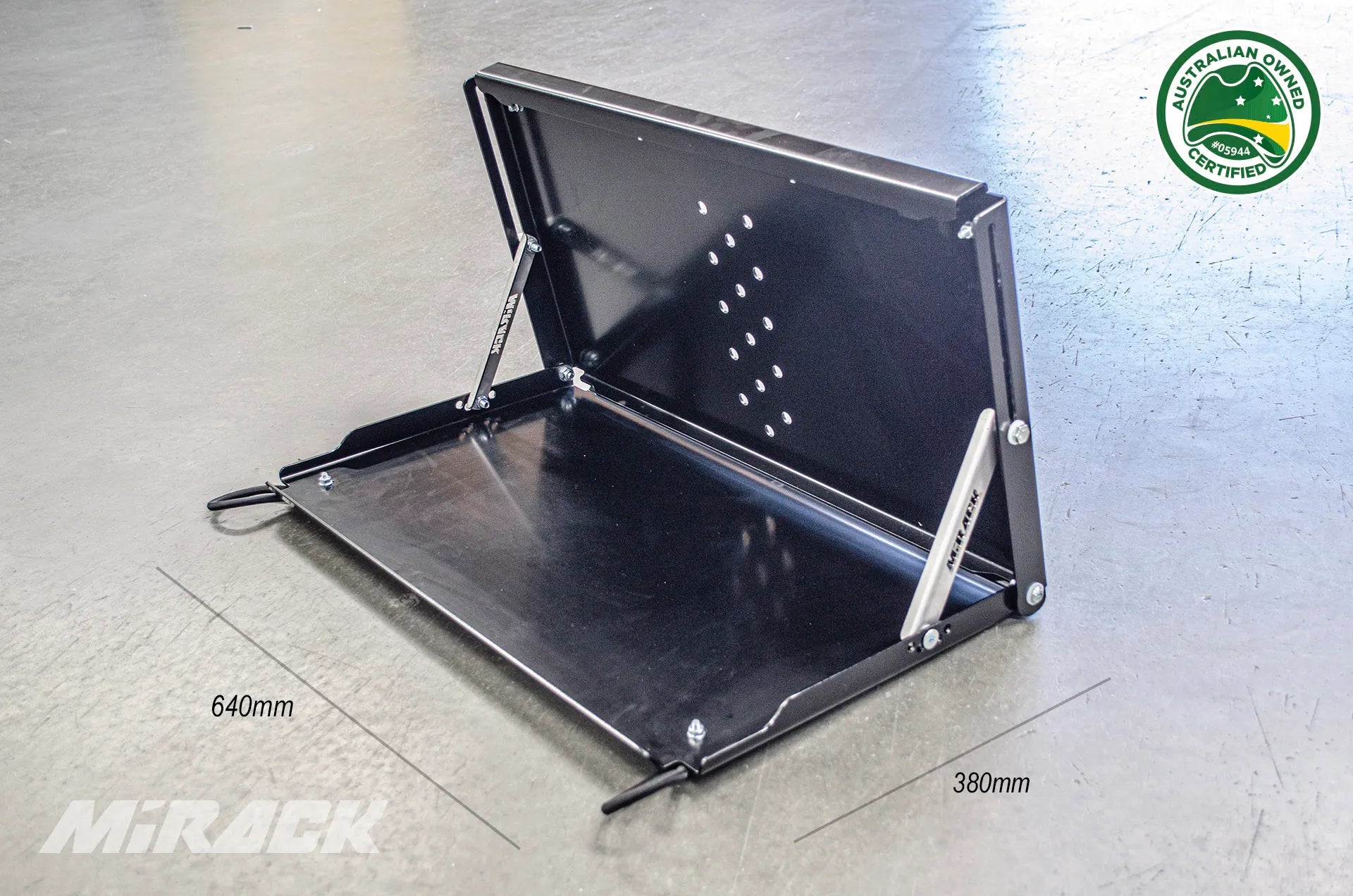 Mirack's folding table attachment transforms your spare wheel carrier into a convenient outdoor table.